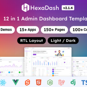 HexaDash | Tailwind, React, Vue, Angular, Svelte, Laravel, Nodejs, Django & HTML Dashboard Template - Extended License - Unlimited